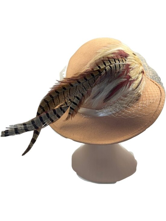 Mr Charles Michael Howard 100% Wool Felt Brimmed Hat w/ Feathers Veil M 7 1/8 main image 9